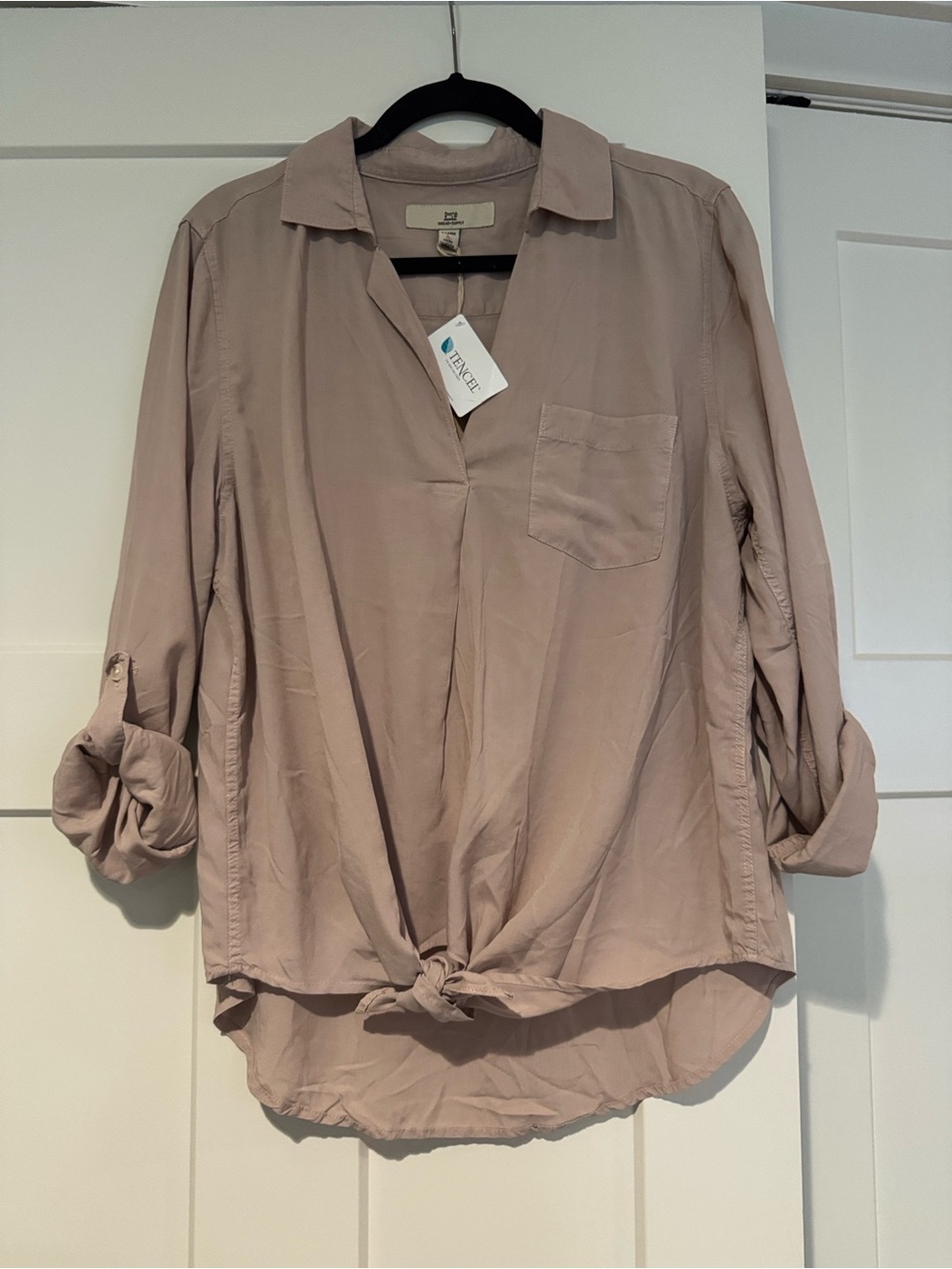 Thread & Supply Tie-Front Button Down Shirt - Dusty Mauve